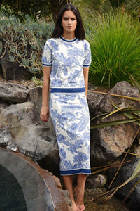 COOP | BLEU PRINT SKIRT - BLUE & WHITE