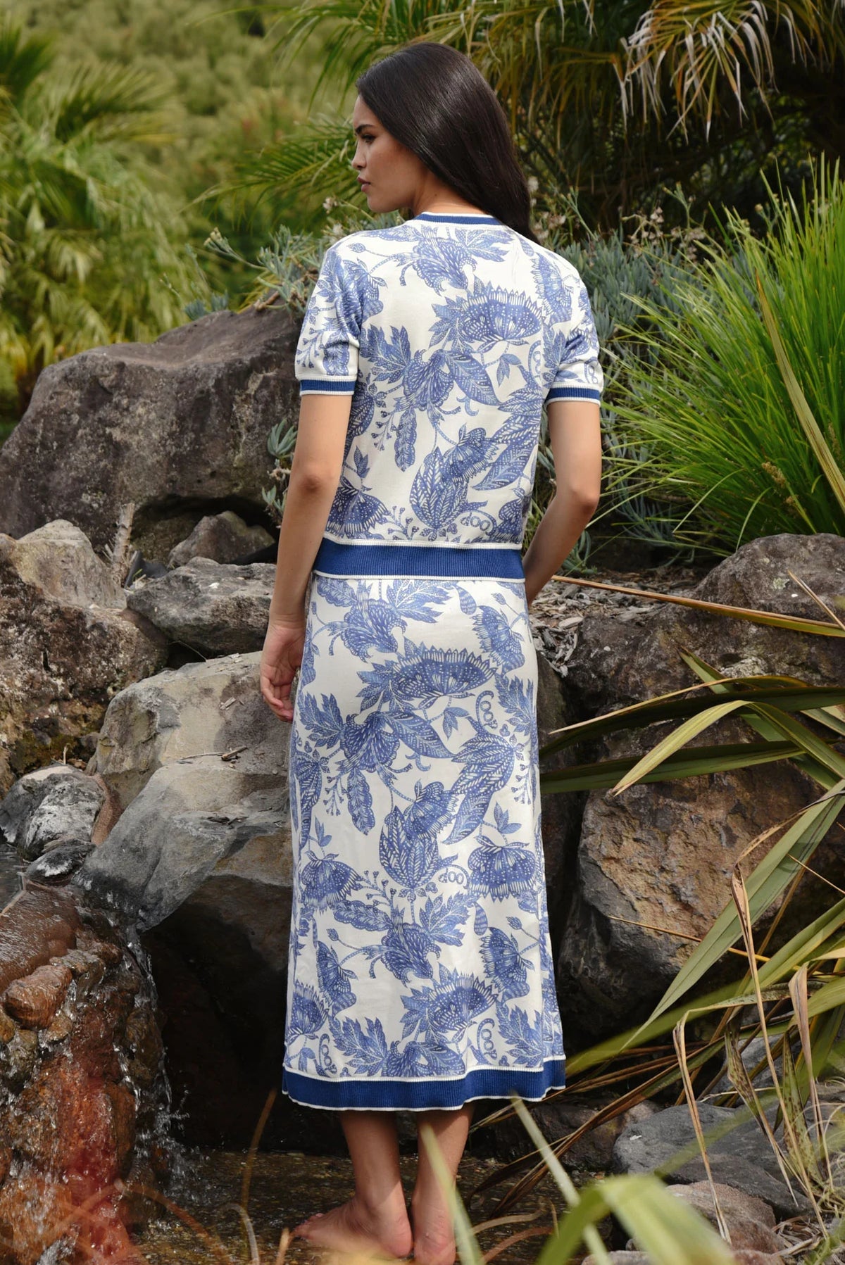 COOP | BLEU PRINT SKIRT - BLUE & WHITE