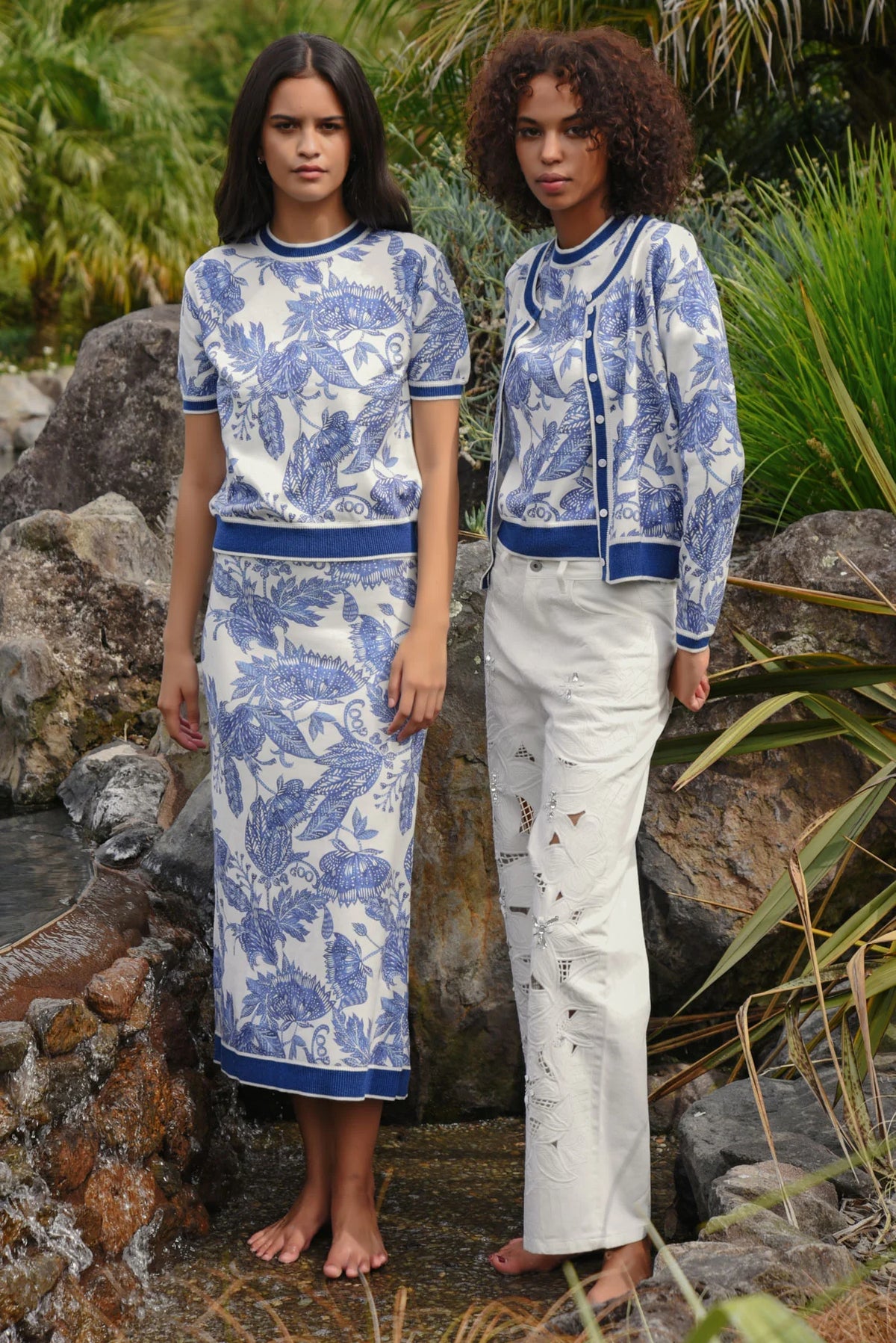 COOP | BLEU PRINT SKIRT - BLUE & WHITE