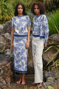 COOP | BLEU PRINT SKIRT - BLUE & WHITE