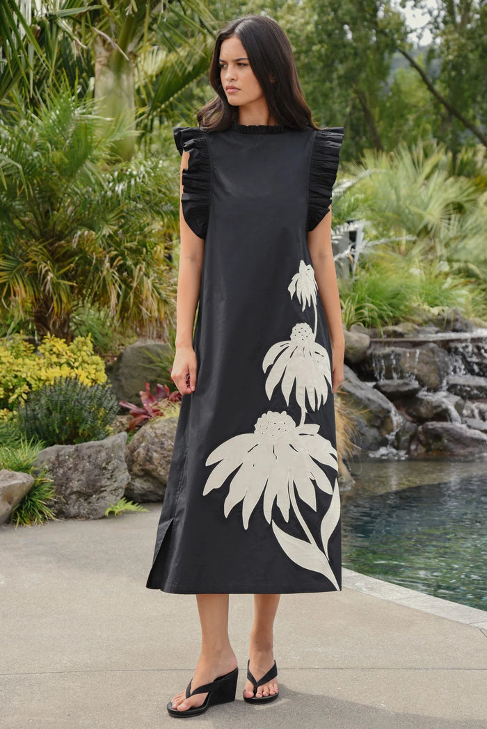 COOP | THREE-MENDOUS BLOOMS DRESS - BLACK & CREAM