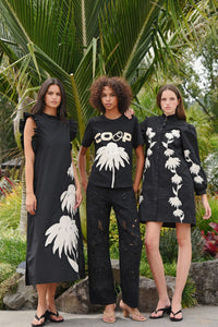 COOP | THREE-MENDOUS BLOOMS DRESS - BLACK & CREAM
