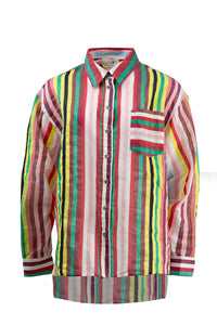 Multicolored striped shirt on a white background
