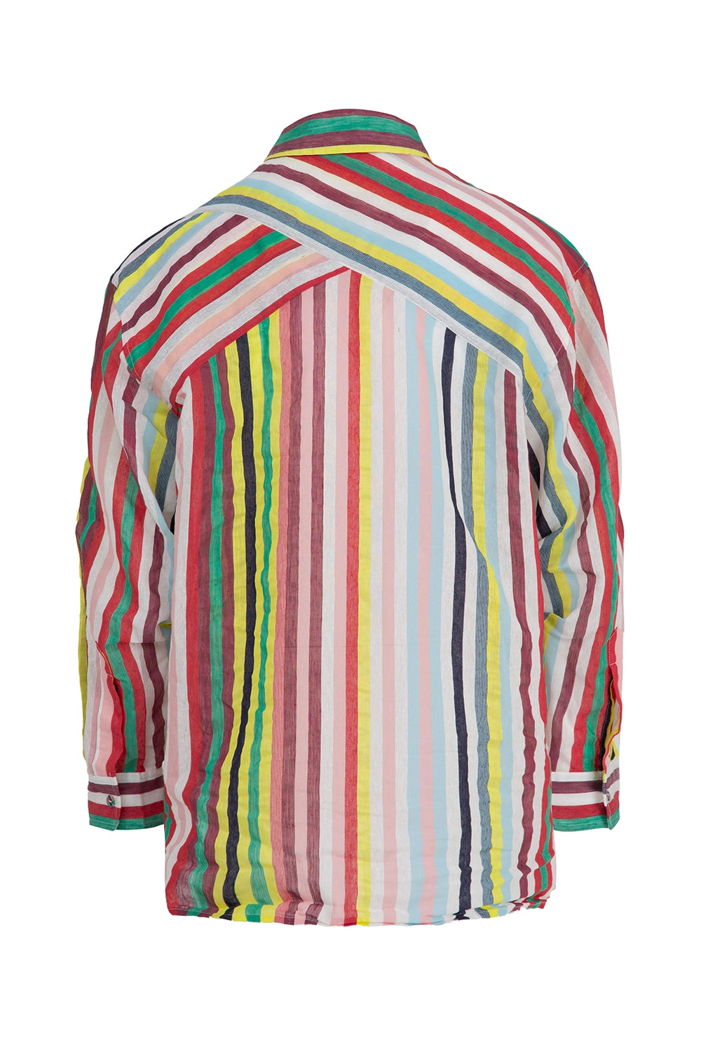Multicolored striped shirt on a white background