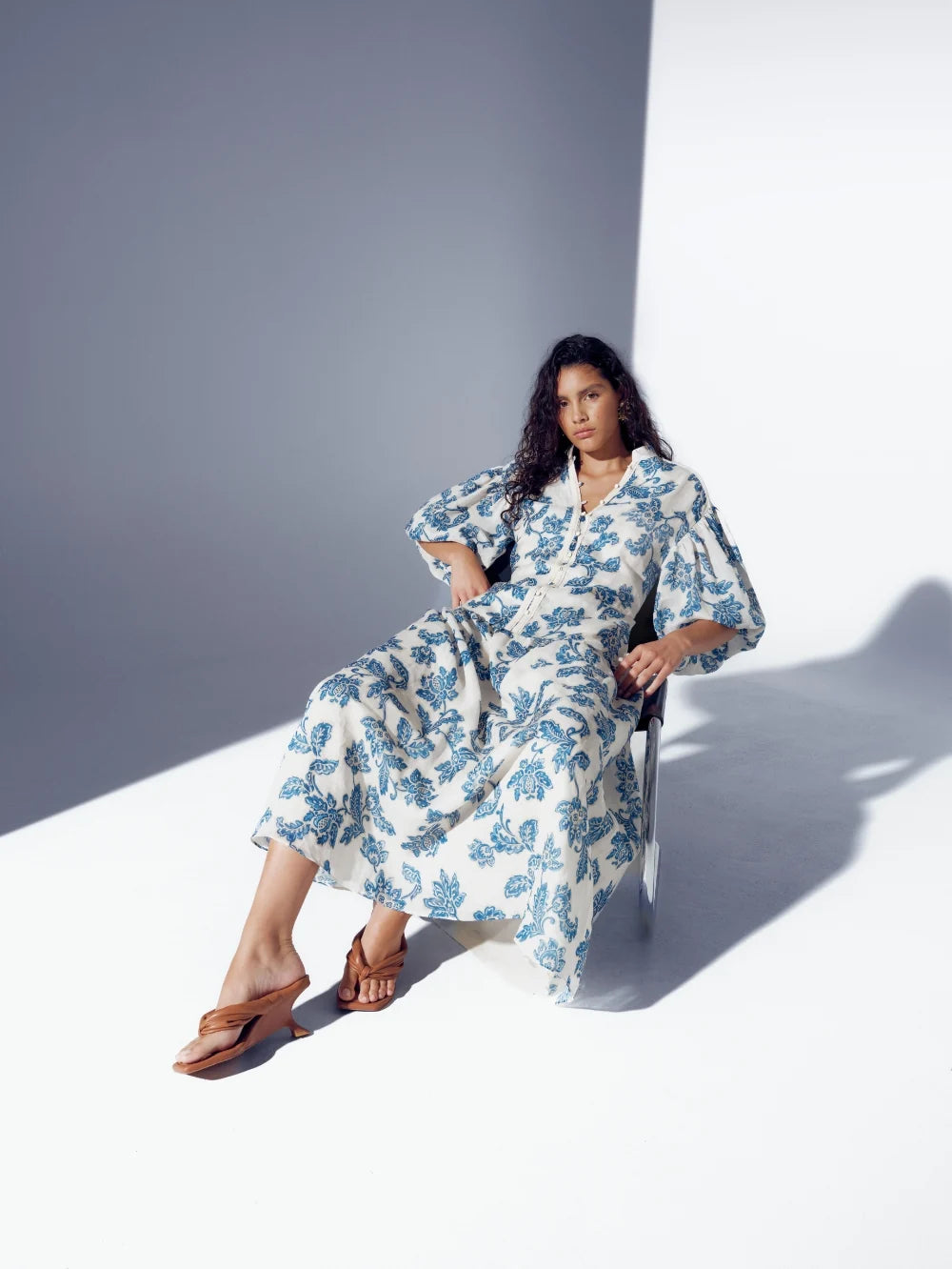 KIVARI | Bluebell Maxi Dress - Blue Ecru