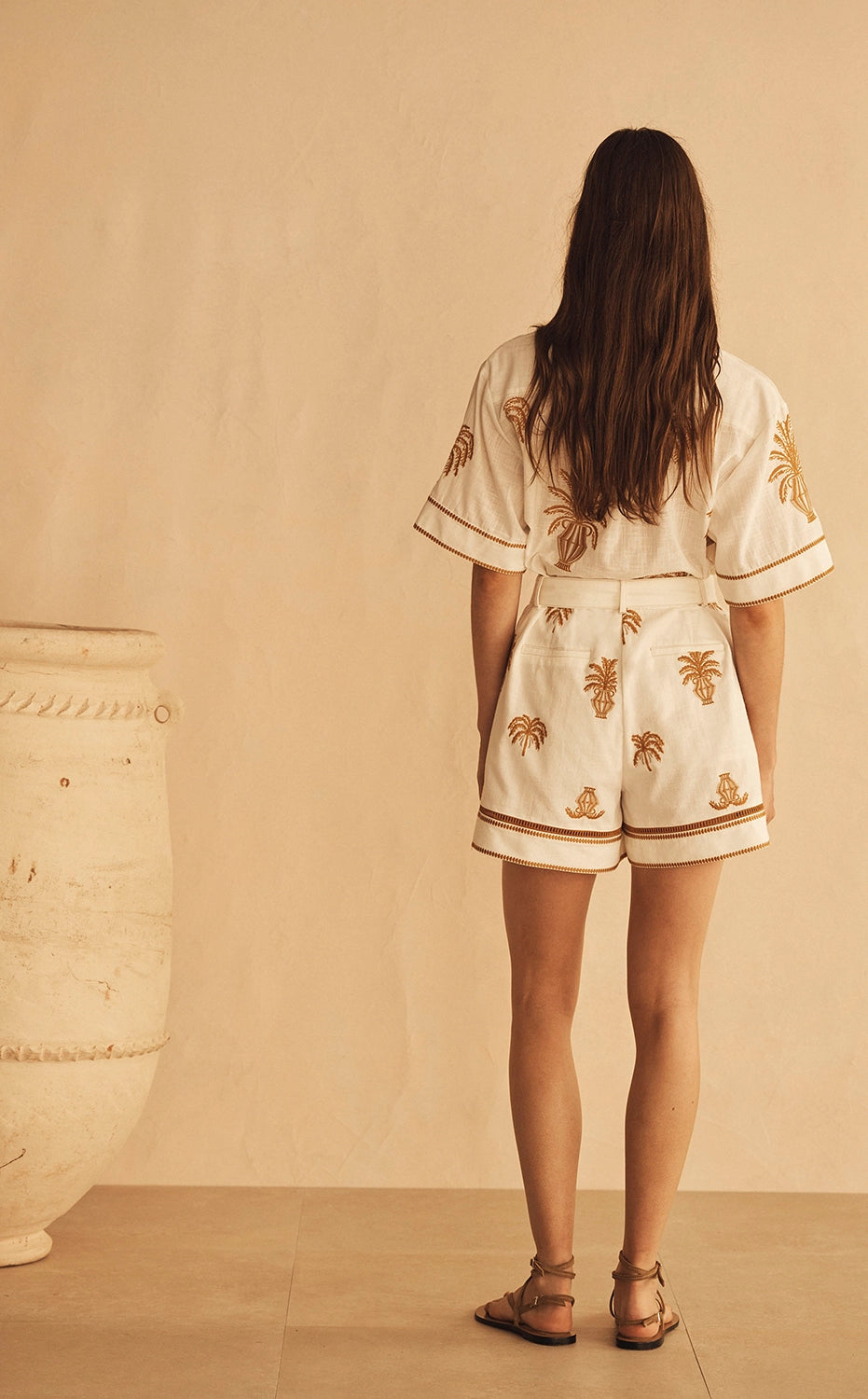Aur Orceá | Dalla Palma Embroidered Cuffed Short Sleeve Shirt