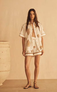 Aur Orceá | Dalla Palma Embroidered Cuffed Short Sleeve Shirt