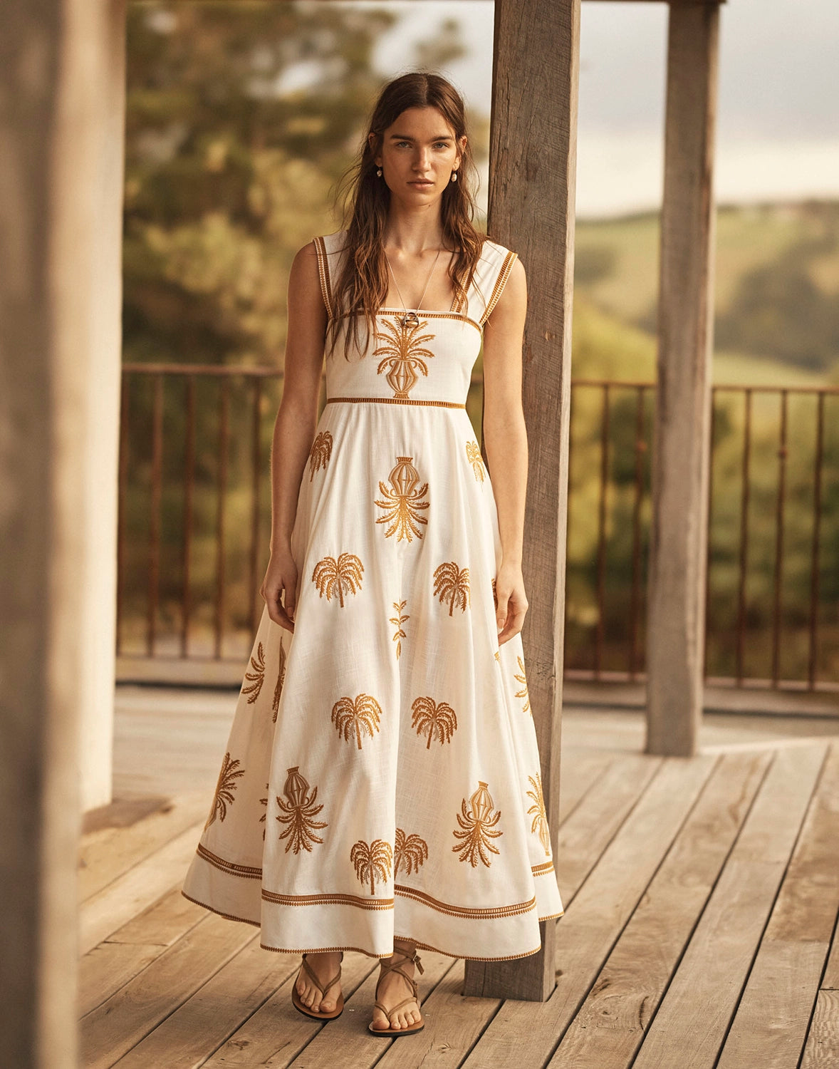 Aur Orceá | Dalla Palma Embroidered Bias Maxi Dress