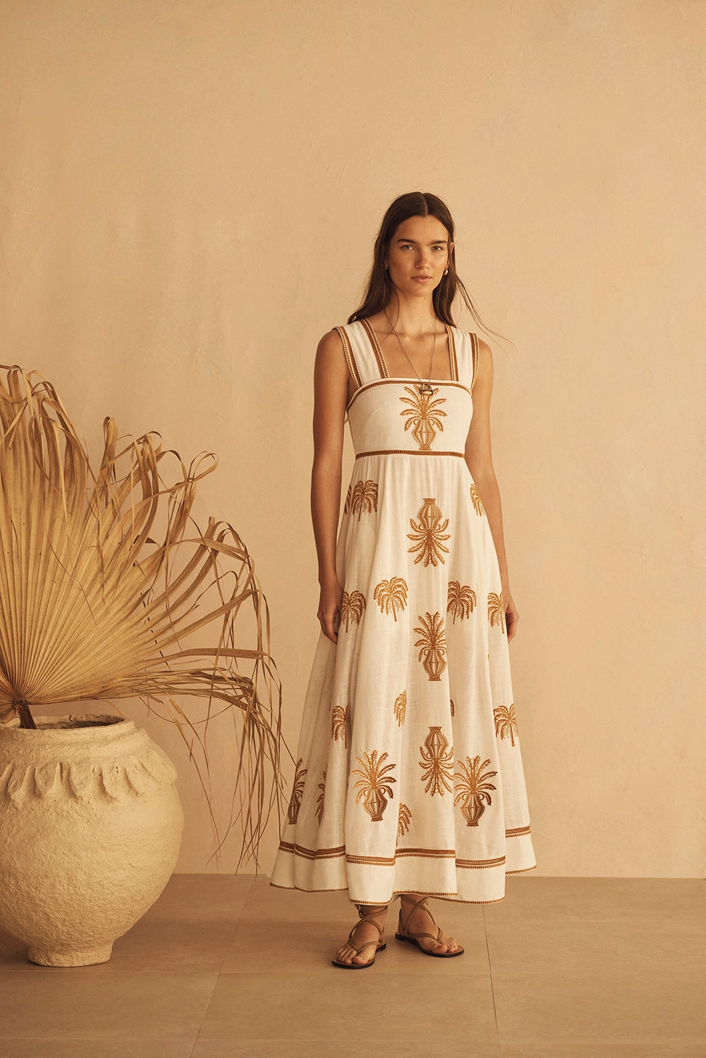 Aur Orceá | Dalla Palma Embroidered Bias Maxi Dress