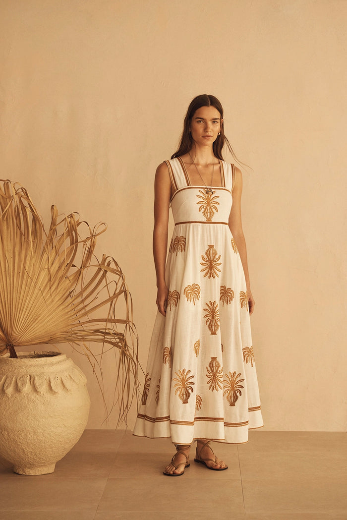 Aur Orceá | Dalla Palma Embroidered Bias Maxi Dress