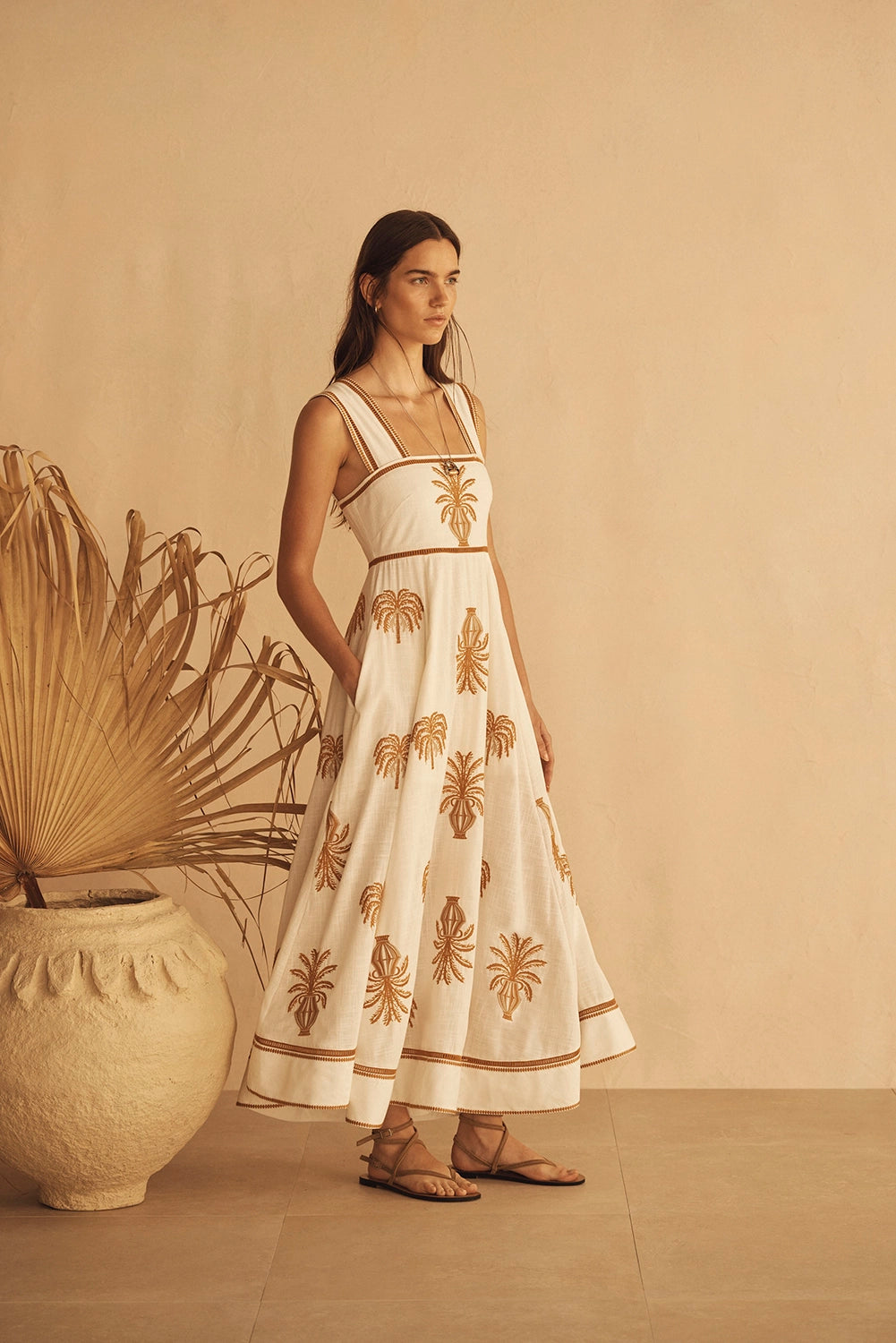 Aur Orceá | Dalla Palma Embroidered Bias Maxi Dress