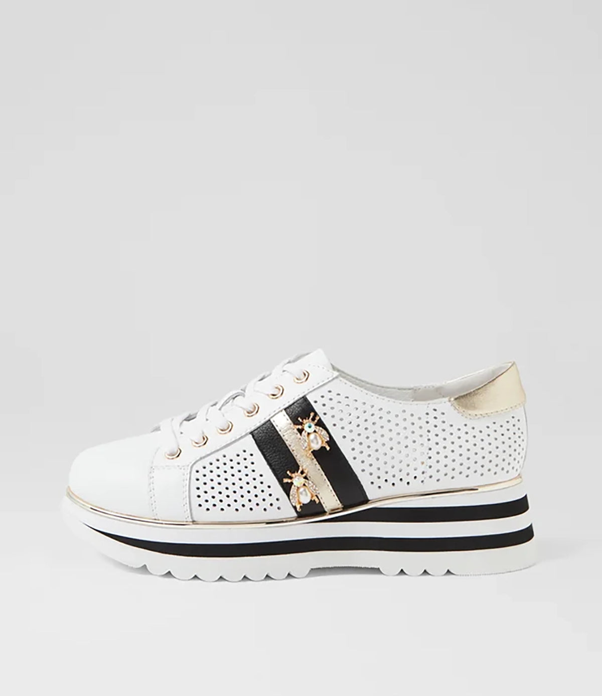 Django & Juliette | Eaglesy White Black Multi Flat Lace Ups