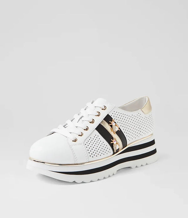 Django & Juliette | Eaglesy White Black Multi Flat Lace Ups