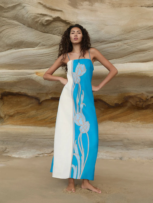 KIVARI | Fleur Maxi Dress - Blue Ivory