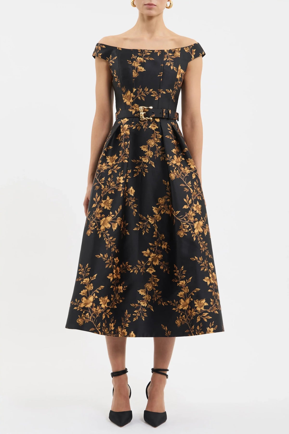 REBECCA VALLANCE | GILDED FLORAL MIDI - GILDED FLORAL