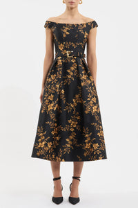 REBECCA VALLANCE | GILDED FLORAL MIDI - GILDED FLORAL