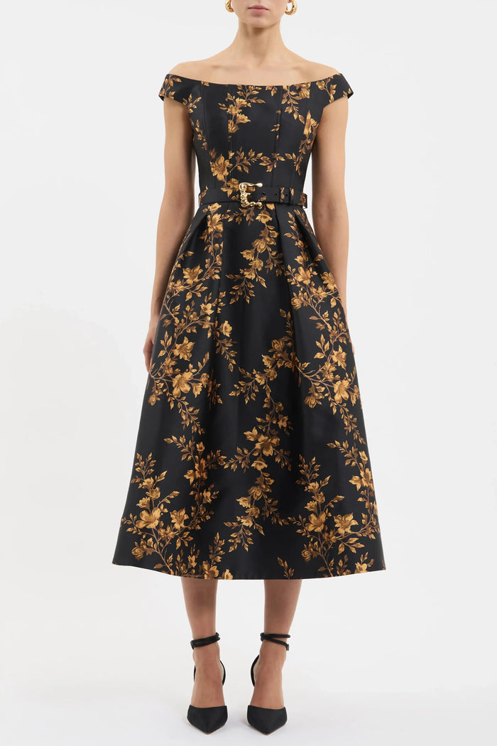 REBECCA VALLANCE | GILDED FLORAL MIDI - GILDED FLORAL