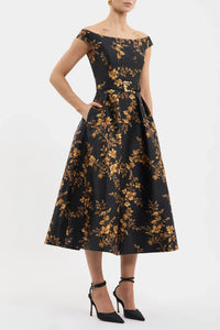REBECCA VALLANCE | GILDED FLORAL MIDI - GILDED FLORAL