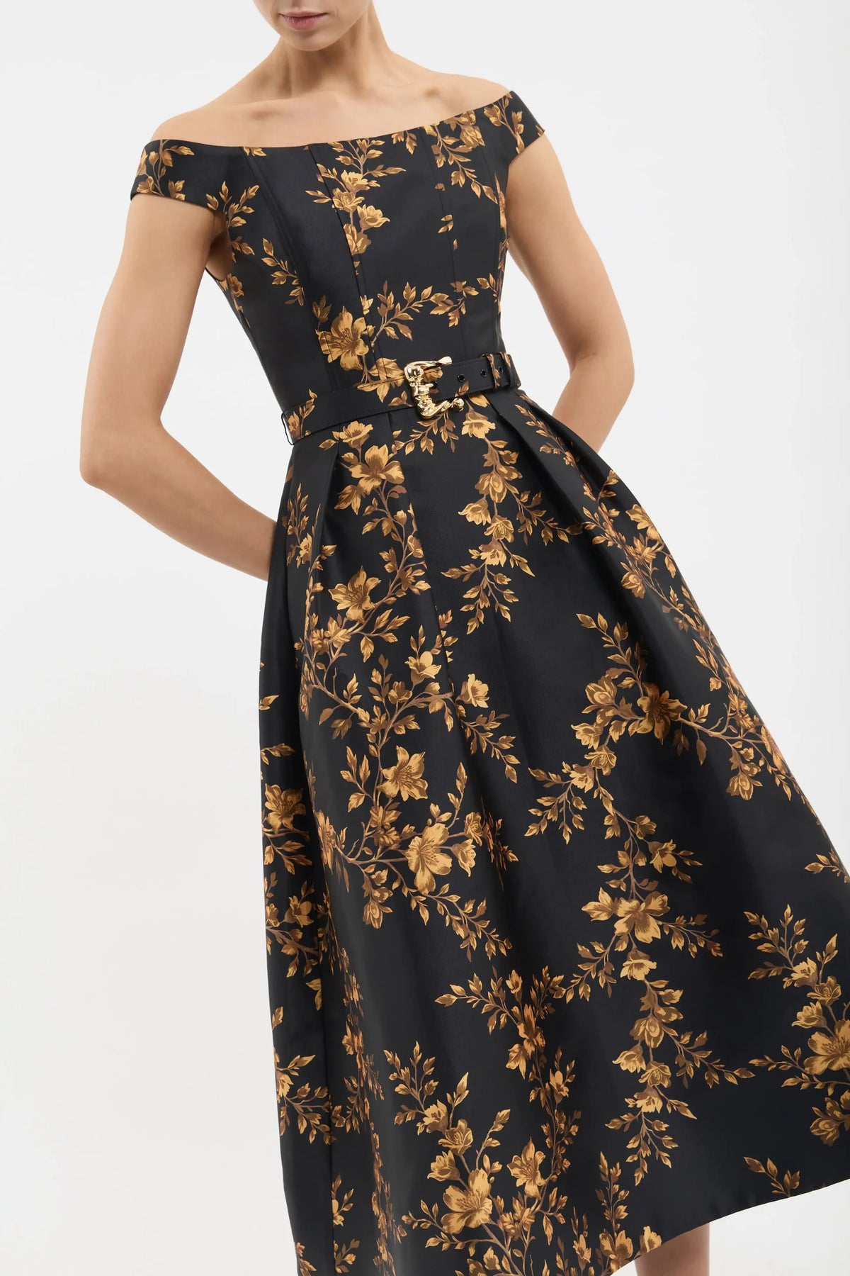REBECCA VALLANCE | GILDED FLORAL MIDI - GILDED FLORAL