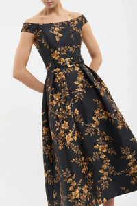 REBECCA VALLANCE | GILDED FLORAL MIDI - GILDED FLORAL