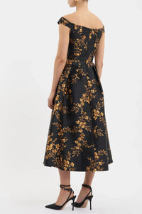 REBECCA VALLANCE | GILDED FLORAL MIDI - GILDED FLORAL