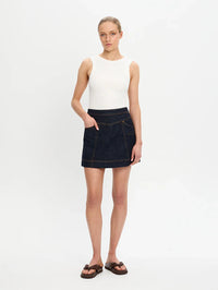 KIVARI | Immy Denim Mini Skirt - Raw Indigo