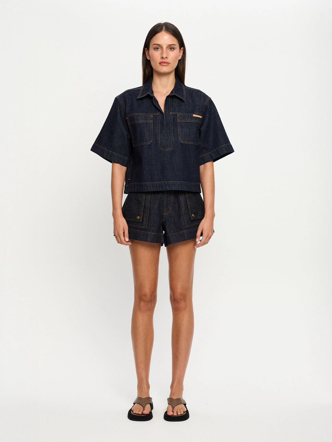 KIVARI | Immy Denim Top - Raw Indigo
