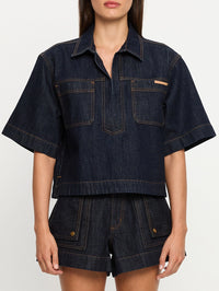 KIVARI | Immy Denim Top - Raw Indigo