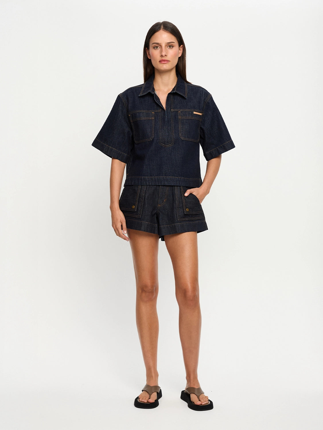 KIVARI | Immy Denim Top - Raw Indigo