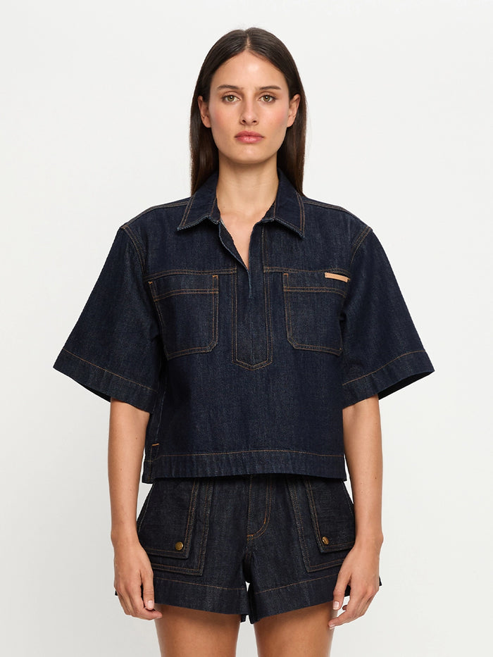 KIVARI | Immy Denim Top - Raw Indigo
