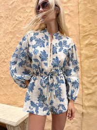 KIVARI | Bluebell Playsuit - Blue Ecru