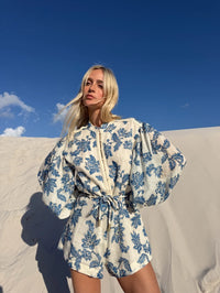 KIVARI | Bluebell Playsuit - Blue Ecru