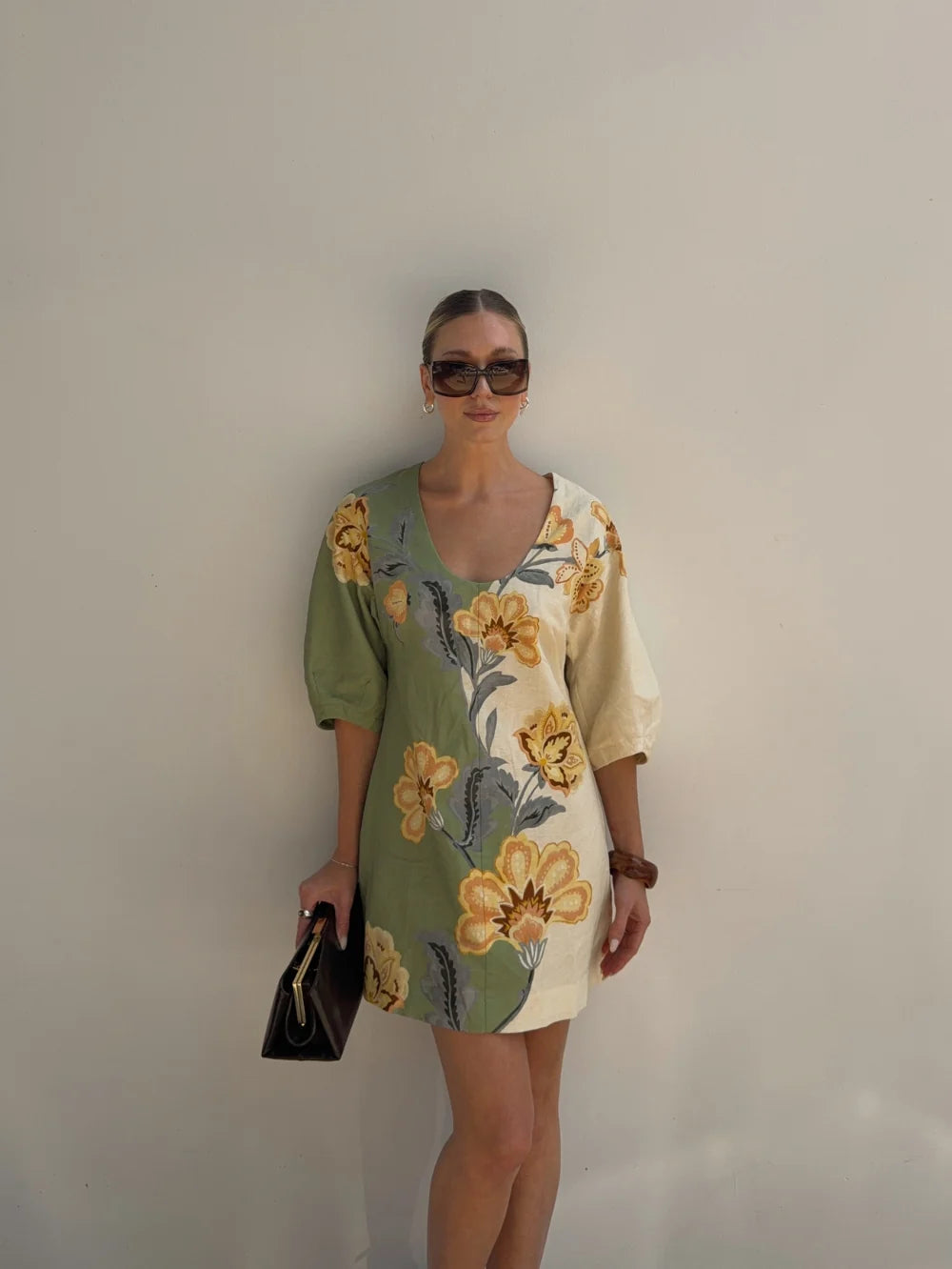 KIVARI | Lotte Mini Dress - Green Cream