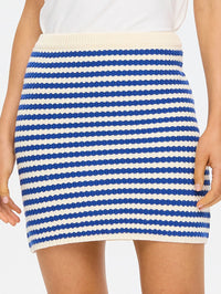 KIVARI | Corinne Knit Mini Skirt - Blue Stripe