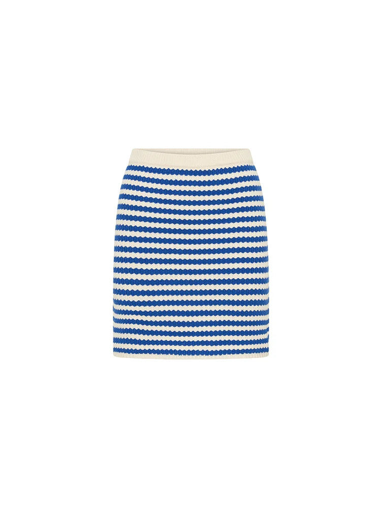 KIVARI | Corinne Knit Mini Skirt - Blue Stripe