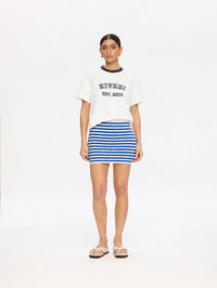 KIVARI | Corinne Knit Mini Skirt - Blue Stripe