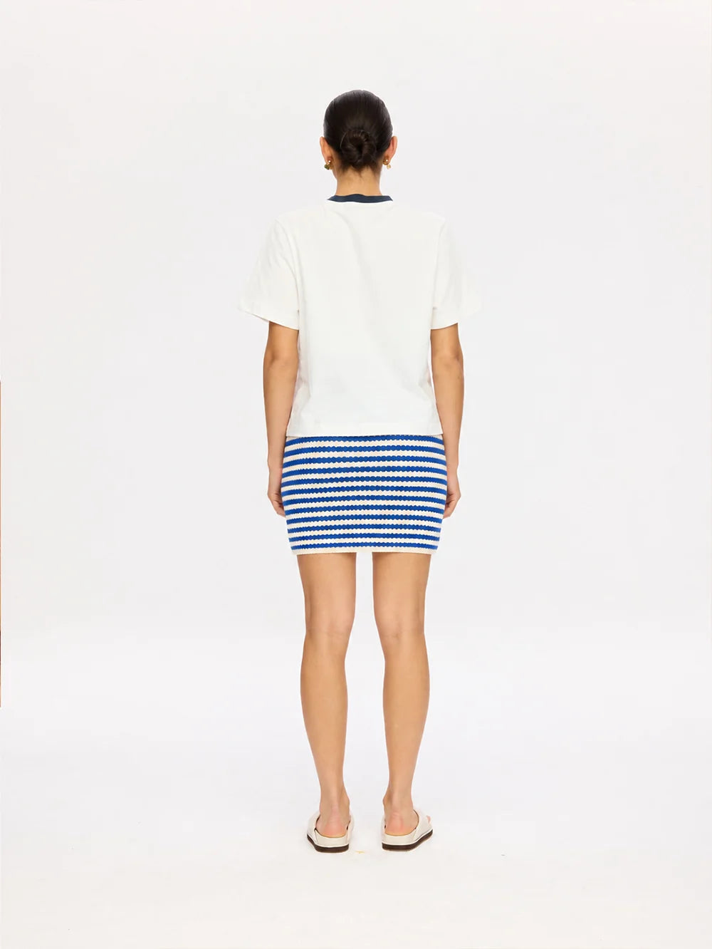 KIVARI | Corinne Knit Mini Skirt - Blue Stripe