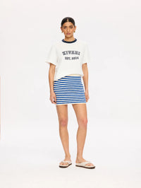 KIVARI | Corinne Knit Mini Skirt - Blue Stripe