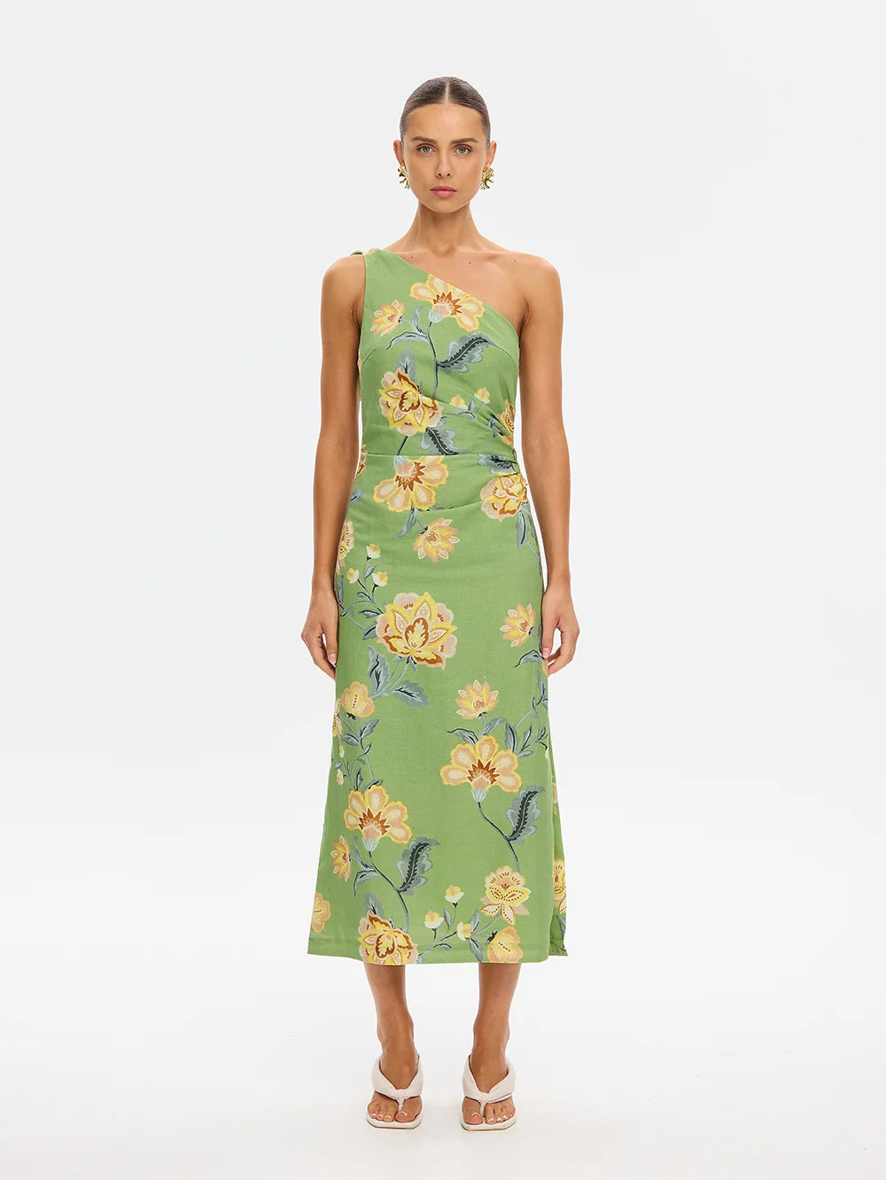 KIVARI | Eve One Shoulder Midi Dress - Green