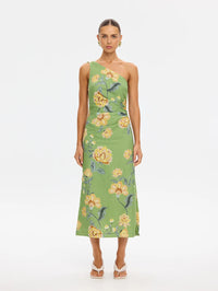 KIVARI | Eve One Shoulder Midi Dress - Green