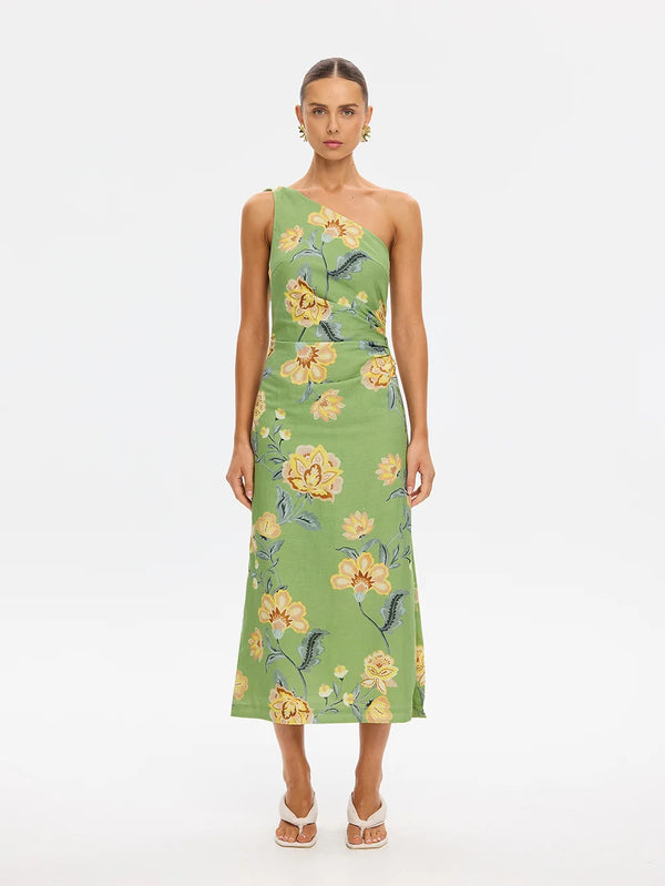 KIVARI | Eve One Shoulder Midi Dress - Green