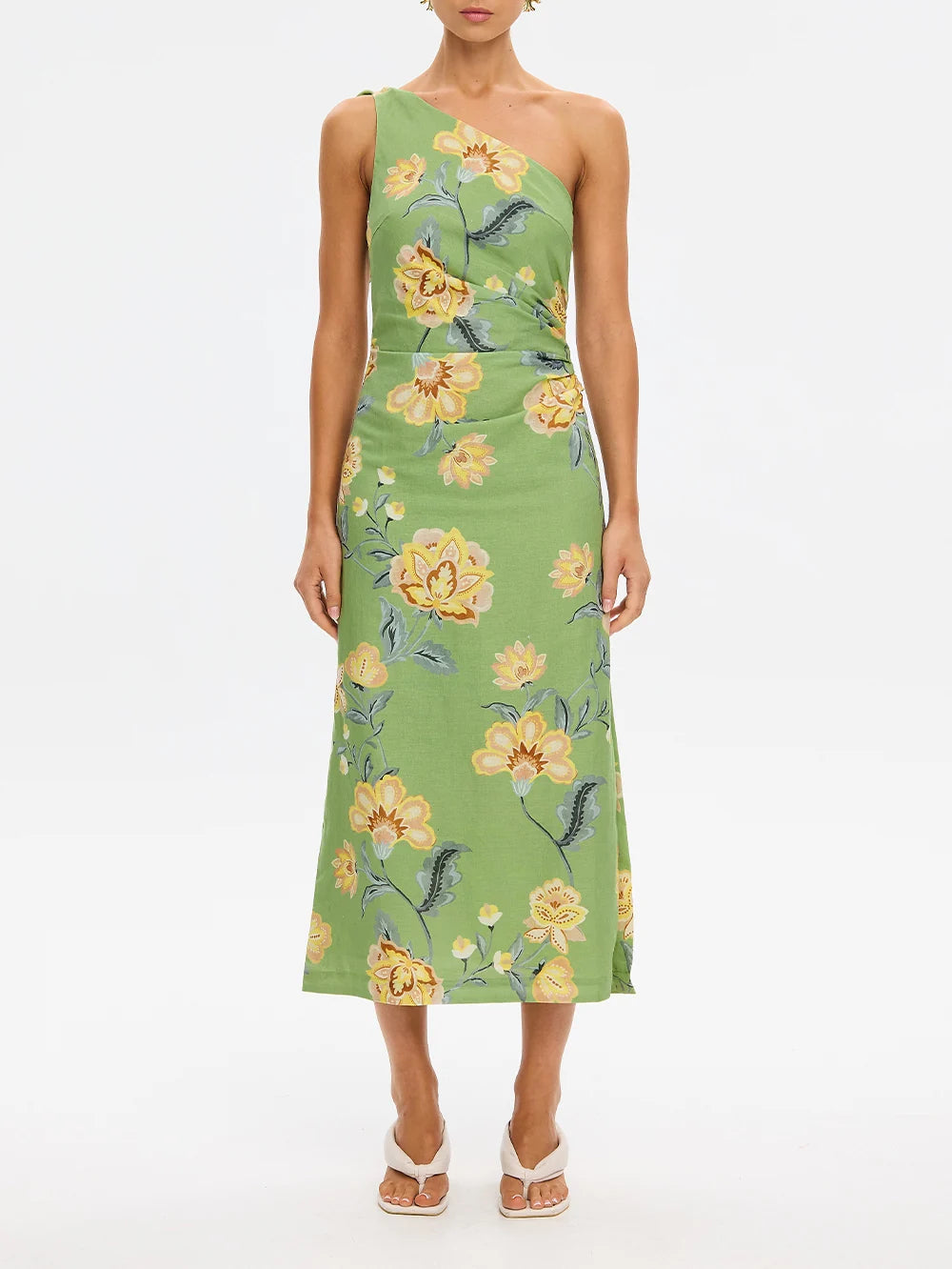 KIVARI | Eve One Shoulder Midi Dress - Green