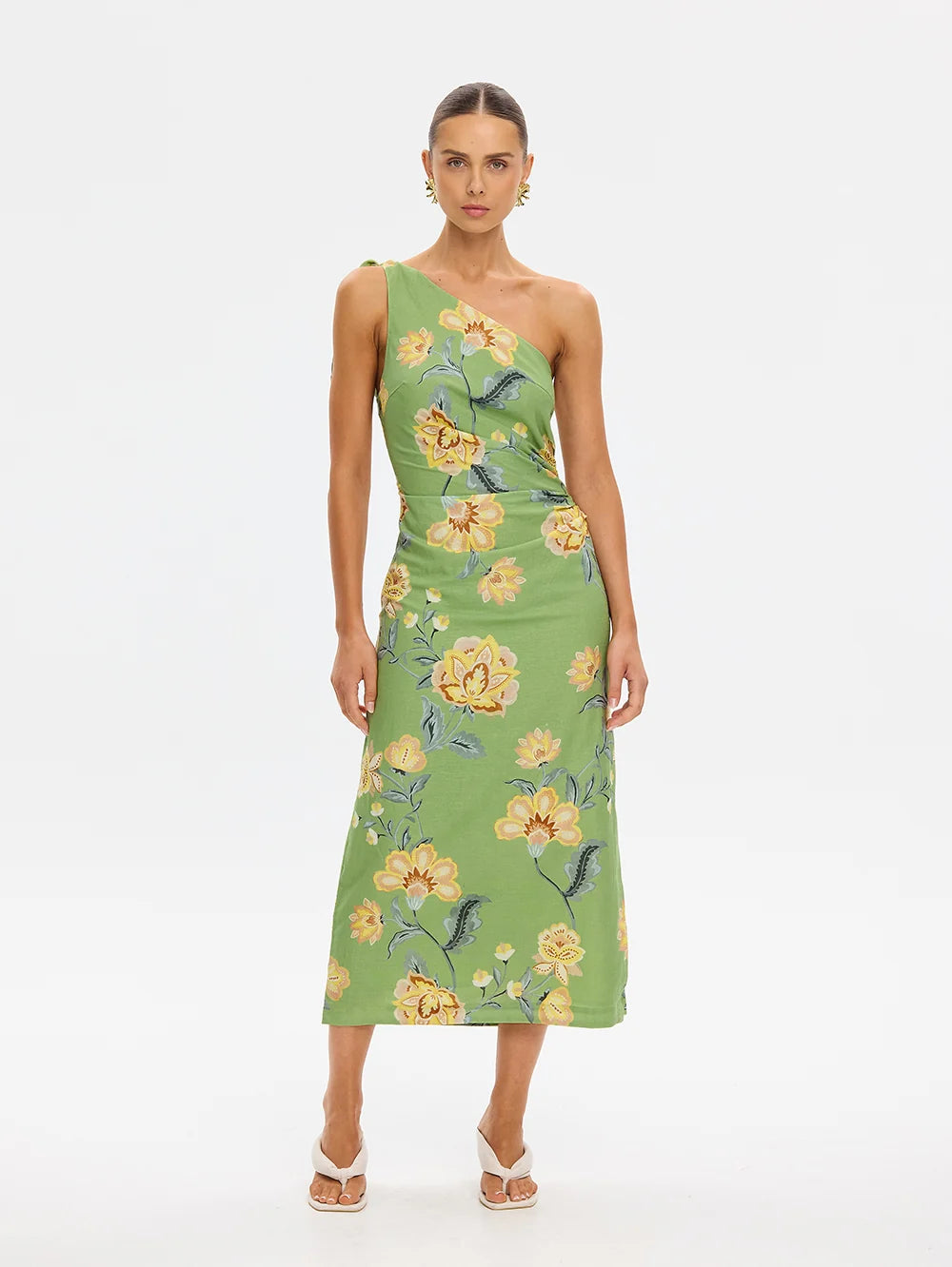KIVARI | Eve One Shoulder Midi Dress - Green
