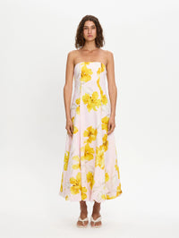 KIVARI | Francine Strapless Maxi Dress - Pink Yellow