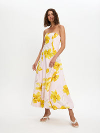 KIVARI | Francine Strapless Maxi Dress - Pink Yellow