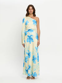 KIVARI | Sophie One Sleeve Maxi Dress - Yellow Blue