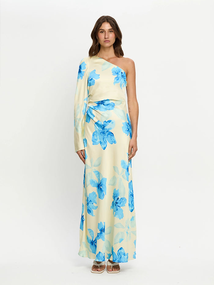 KIVARI | Sophie One Sleeve Maxi Dress - Yellow Blue