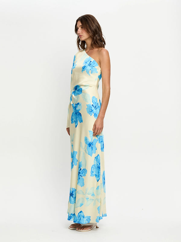 KIVARI | Sophie One Sleeve Maxi Dress - Yellow Blue