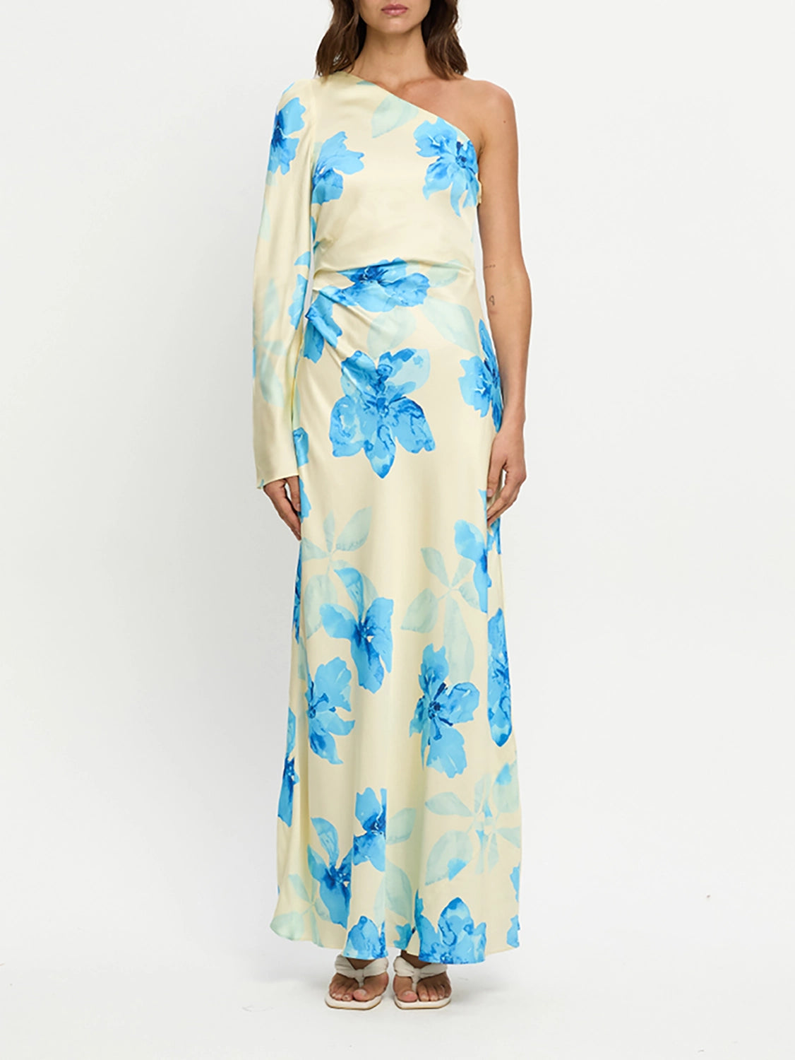 KIVARI | Sophie One Sleeve Maxi Dress - Yellow Blue