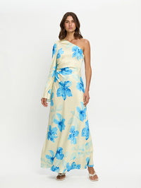 KIVARI | Sophie One Sleeve Maxi Dress - Yellow Blue